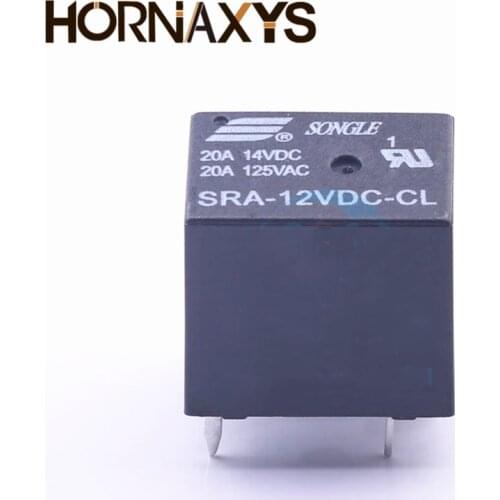 5Pcs/10Pcs 5V 12V 24V 20A DC Power Relay SRA-05VDC-CL SRA-12VDC-CL SRA-24VDC-CL 5Pin PCB Type In stock Black Automobile relay