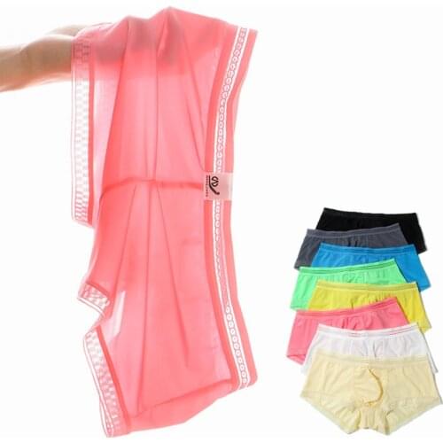 AIIOU Men Seamless Underwear Pants Sexy Breathable Thin Boxer Sexy Ultra-thin Transparent Boxershorts Male Lingerie Gay Wear