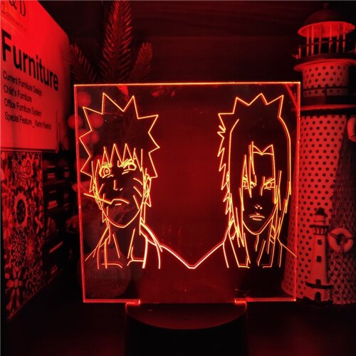 Acrylic 3D Lamp Nartuo Sasuke LED Night Light Anime 7 Color Changing Lampara for Kids Bedroom Decor Desk Lamp Cool Manga Gift