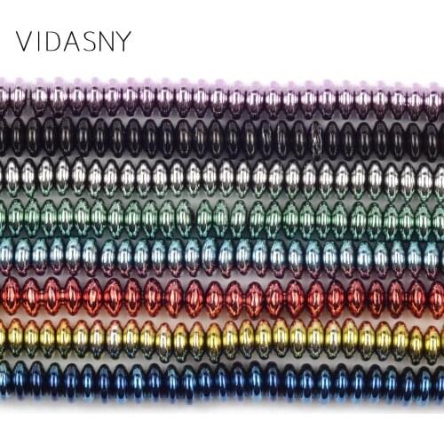 Natural Mineral Stone Plating Hematite Abacus Beads For Jewelry Making 6*3mm Spacer Beads Jewelry For Women Bracelets 15inch