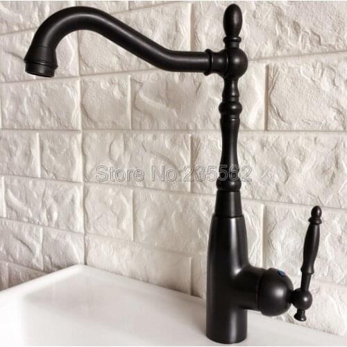 Kitchen Faucet Water Tap Swivel Spout Kitchen Sink Basin Faucet Black Brass Vessel Vanity Lavatory Faucet Mixer Tap Lnf376