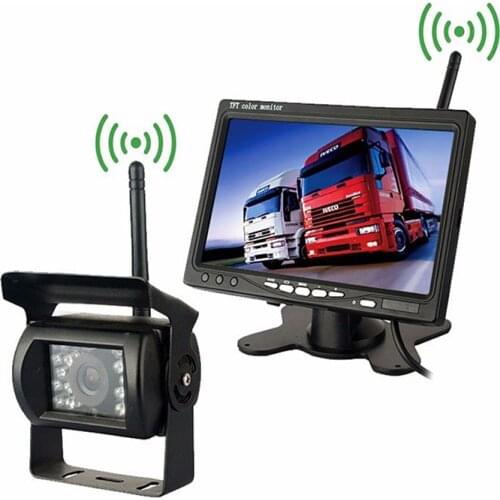 DC 24V Car backup Camera + 7 Inch Car Monitors Truck Bus reaper 2.4GHz Wireless TFT LCD 800*480 Colorful Monitor parking PZ607-W