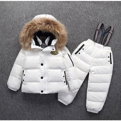 Children down jacket sets winter baby suit two thick boys and girls down ski jacket