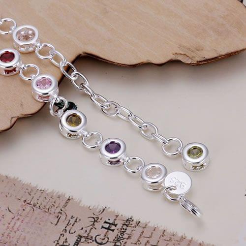 H259 Silver Color 925 Jewelry Popular Bracelet For Women Girl Fashion Jewelry Round Color Stone Bracelet /bjnakaua Axtajpaa