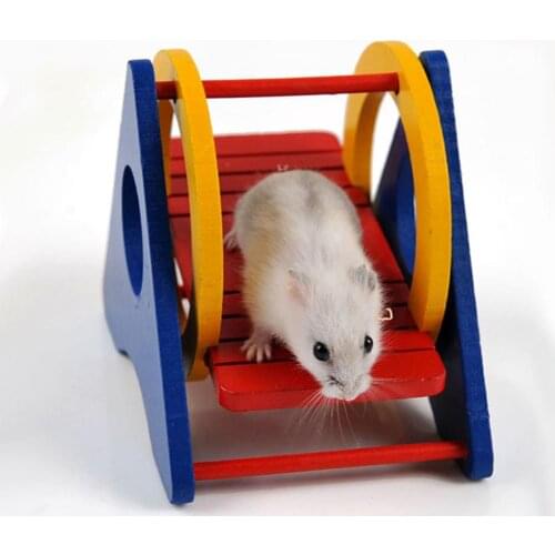 Hamster Seesaw Toy Small Pet Hamster Mice Squirrel Wooden Swing Seesaw Playing Toy Cage Decor