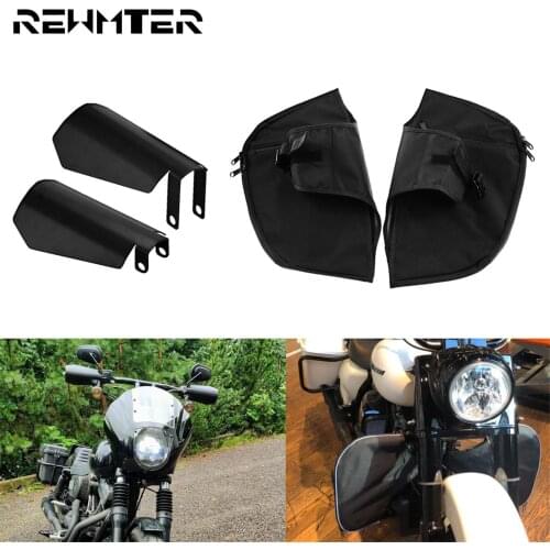 Motorcycle Soft Lowers Chaps Leg Bag Warmer Bag & Hand Guards Protector Set For Harley Touring Road King Electra Glide 1996-2007