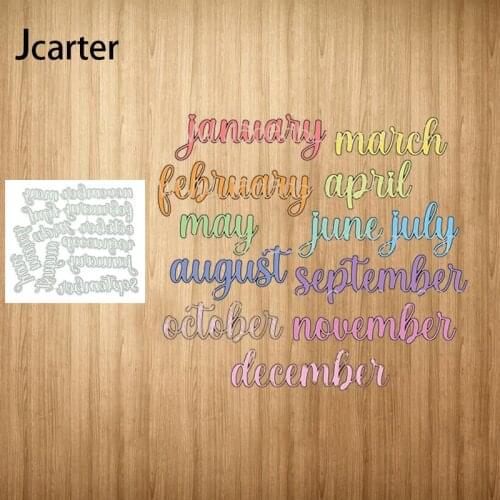 Month January February Words Metal Cutting Dies Shape Scrapbooking Craft Die Cut Stencil Card Make Mould Sheet Decoration Design