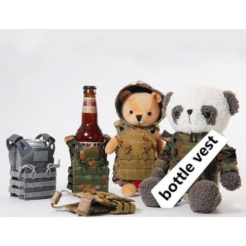 Mini Bear Vest Beer Drink Bottle Set Tactical Vest Doll Water Cup Personalized Decoration Christmas