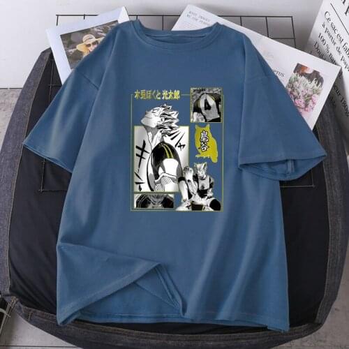 Fashion Women Haikyuu Bokuto T-shirt Print Short Sleeve Oversize Tshirts White Purple Cosplay Tops Tees Loose Fit Camiseta Woman