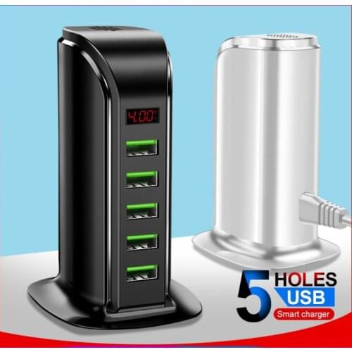 5 USB Charge Port Wall Charger Adapter Mobile Phone EU US UK Plug For Iphone 11 12 Samsung Huawei Xiaomi Travel Home Desktop