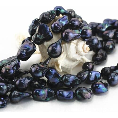 Natural Genuine 15-20x20-30mm Black Irregular black baroque cultured pearl Loose Beads for Necklace