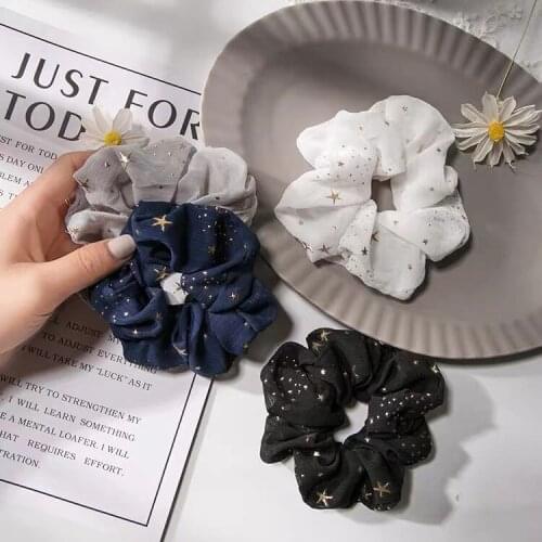 New cotton and linen shiny star large intestine ring girl fresh hair ring Korean ins wind net red fat intestine ring