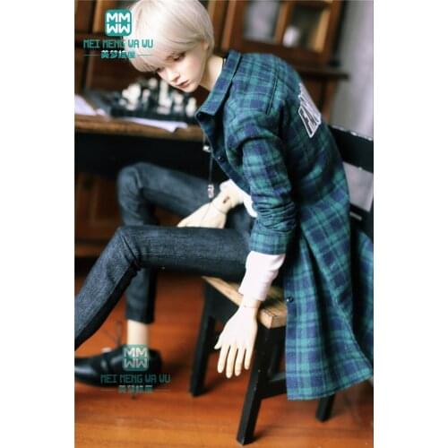 BJD doll clothes suitable for BJD uncle fashion Wild green plaid shirt shirt trousers
