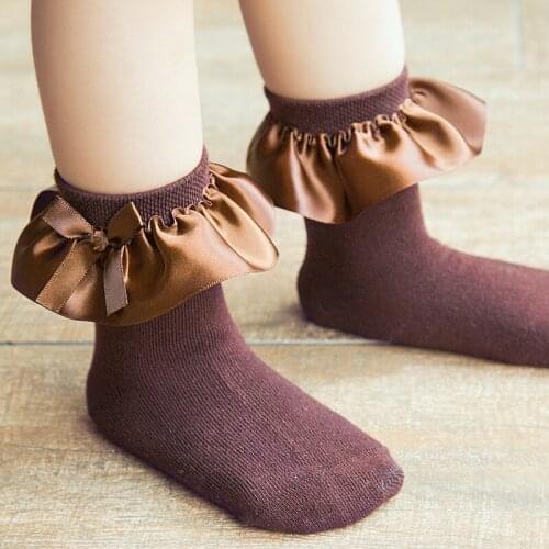 10pair/lot Retro Baby Girls Solid Colors Lace Bow Prinecess Short Sock Cotton Infant Toddler Kids Ankle Laces Shorts Socks