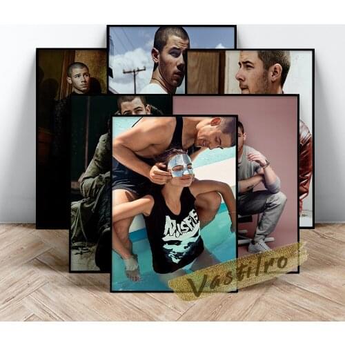 Nick Jonas Singer Poster, Nordic Music Star Wall Art, Jonas Handsome Man Actor Portrait Painting, Living Room Bedroom Wall Decor