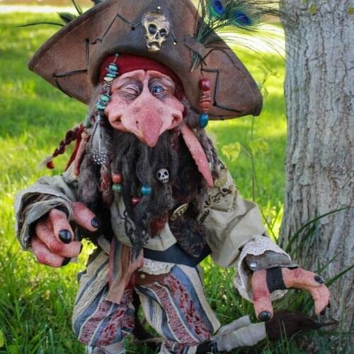 Resin Black Magic Goblin Funny Dwarfs Statue Horrifying Elf Statue Halloween Garden Decoration Lawn Resin Ornament Garden Pirate