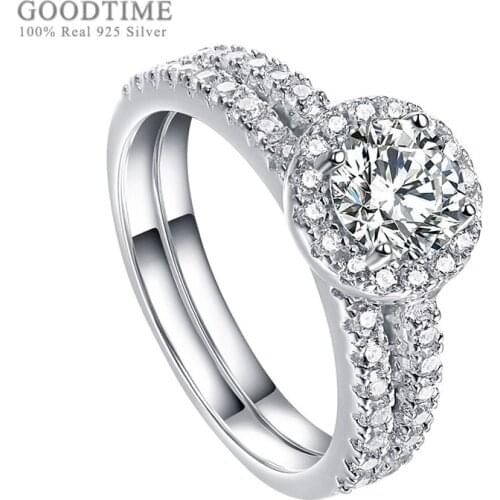 Luxury Ring For Women 925 Sterling Silver Zircon Wedding Ring Set Rhinestone Engagement Jewelry Accessories For Girl Party