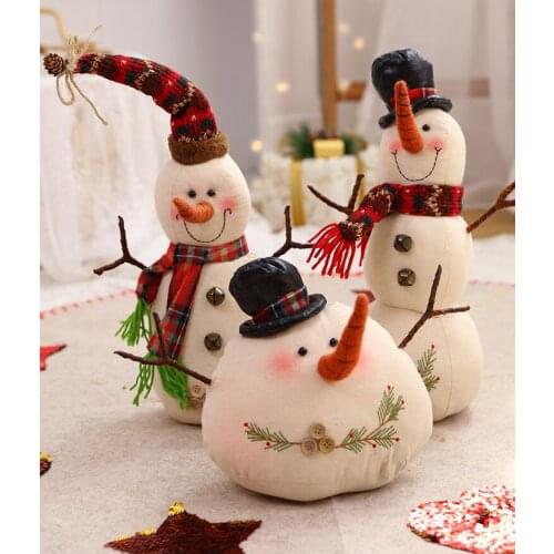 Christmas decoration white snowman figurine standing ornaments hooded scarf atmosphere ornaments decoration