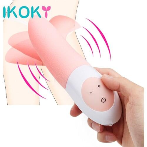 IKOKY Tongue Vibrator with Double Vibrating Egg Clitoris Stimulator G-spot Massager 12 Speed Oral Masturbator Sex Toys for Women