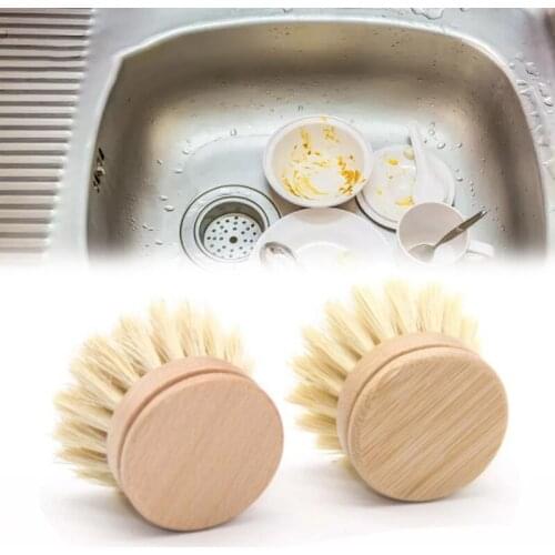 Palm Pot Brush Coconut Fiber Pot Washing Brush Replacement head Non-Stick Oil Bowl Brush for Kitchen Cleanup Decontamination