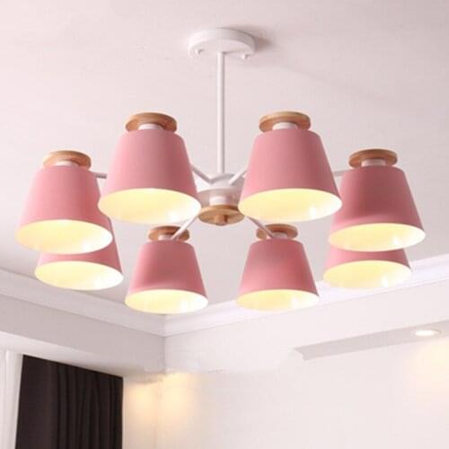 Nordic Chandelier E27 With Iron Lampshade For Living Room Suspension Lighting Fixtures Lam paras Wooden Chandelier lights