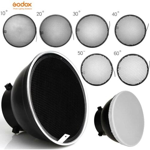 7inch 18cm Standard Reflector Diffuser with 10/20/30/40/50/60 Degree Honeycomb Grid for Bowens Mount Studio Light Strobe Flash