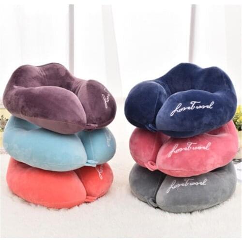 Solid Color Soft Memory Foam U Shaped Travel Neck Head Support Pillow Head Portable Rest Car Cushion