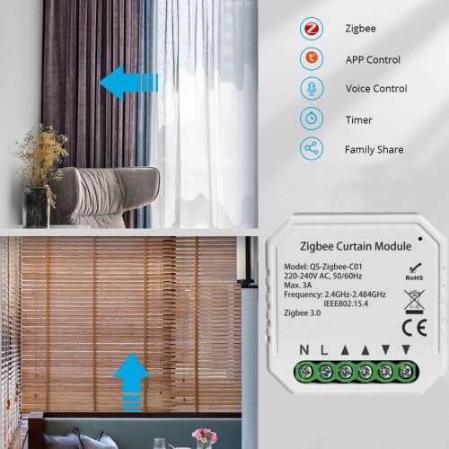 Tuya ZigBee Smart Home Curtain Motor Intelligent Curtain Module For Roller Shutter Blind Motor Compatible for Alexa Google Home