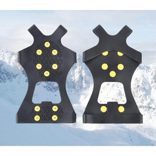 1 Pair Snow Gripper Outdoor Unisex 10 Studs Anti-Skid Snow Ice Climbing Shoe Spikes Grips Crampons Cleats Overshoes