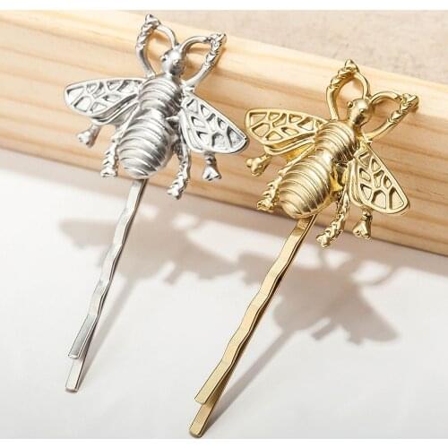 1Pc Cute Cartoon Bee Hair Clip Creative Hairpins Women Girls Headband Barrette Bobby Pin Festival Hair Accessories Gold Silver