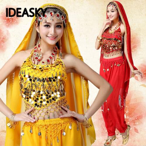 Lady set bollywood dance costumes belly dance pants top for women dancing costum womens india professional adults plus size sale