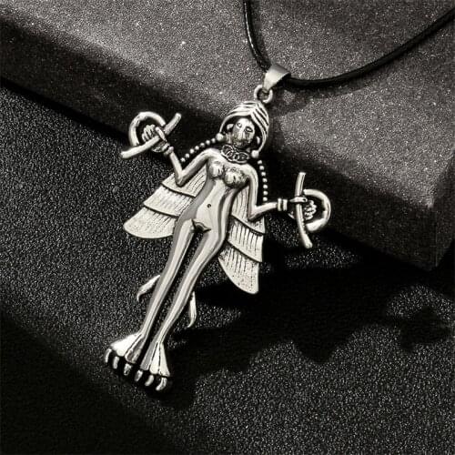 Women Necklace Innana Ishtar Lilith Necklace Vintage Leather Rope Chain Luciferian Talisman Sigil Necklace Wholesale