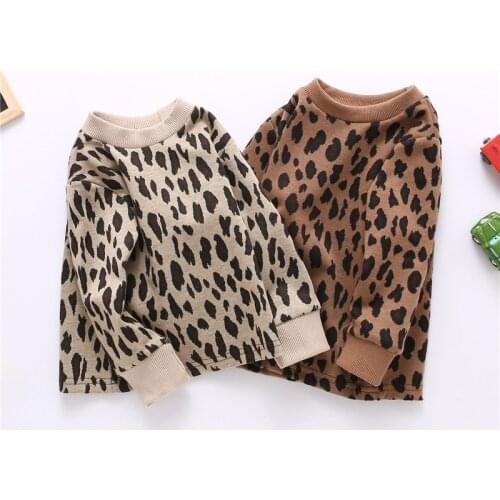 1-5Yrs Autumn Children Baby Sweaters Pullover Leopard Print Boys Girls Sweaters Winter Girls Sweaters Knit Kids Casual Clothing