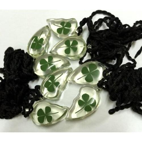 FREE SHIPPING 12 Pcs Yqtdmy Brand heart valentine handmade lucid clovers grass couple pendant