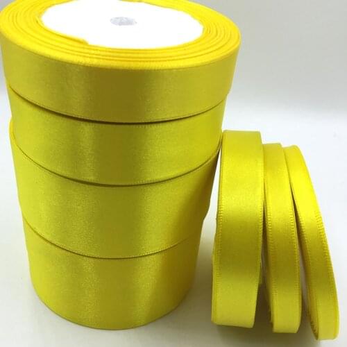 25 yards/roll) Yellow Single Face Satin Ribbon Wholesale Gift Wrapping Christmas ribbons 15