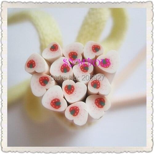 5pcs A-31 5mm Cute White Heart Grape Fruit Cane Fancy Nail Art Polymer Clay Cane Nail Art Decoration