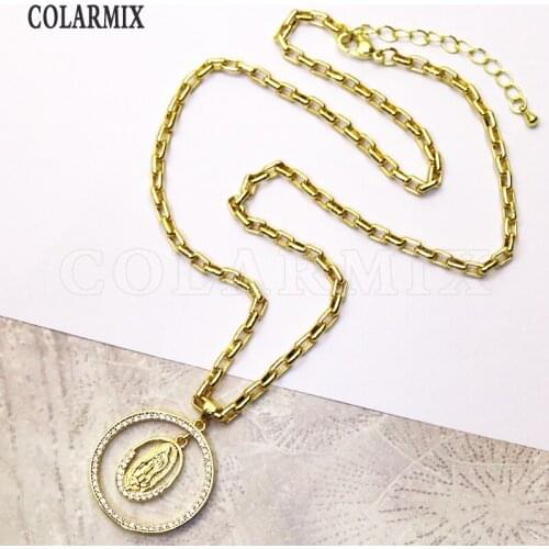 8 Pcs Round zircon pendant necklace Zircon Pendant necklace Gold pendant jewelry Trendy necklace Gift fashion gift 7236