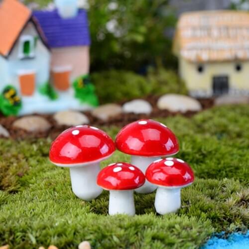 ZOCDOU 8 Pieces Colourful Mushroom Simulation Swamm White Rabbit Food Field Statue Little Figurine Crafts Ornament Miniatures