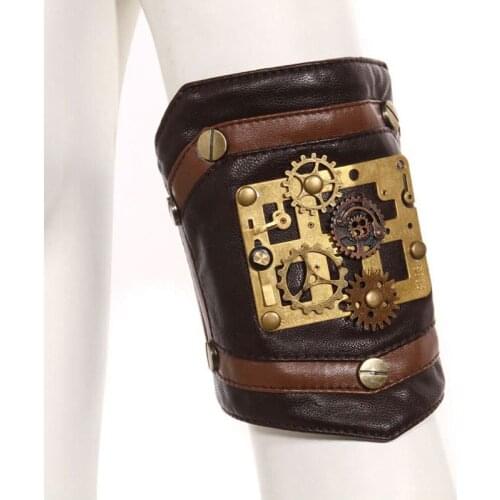 Accessories Cosplay Steampunk Arm Guard Copper Gear Wheel Industrial Revolution Pu Armband Arm Belt Wristband Gothic Corset