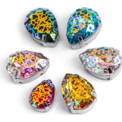 Astrobox 10x14mm 13x18mm Diamond Drop Claw With Stone Sew On Rhinestones Glass Crystal Gem стразы DIY Clothing Accessories