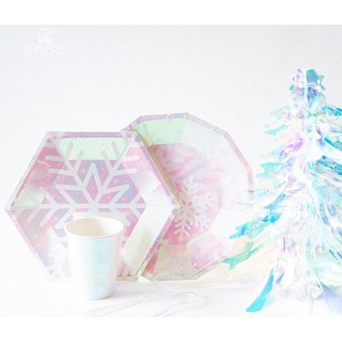 AVEBIEN Snow Christmas новогодняя посуда Colorful paper plate Disposable tableware set party supplies birthday party decorations
