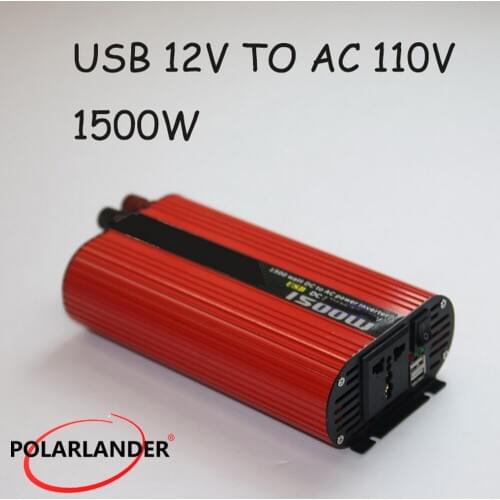 Polarlander DC 12V/24V to AC 110V/220V 1500W Power Inverter Car Vehicle USB Power Inverter Adapter Converter