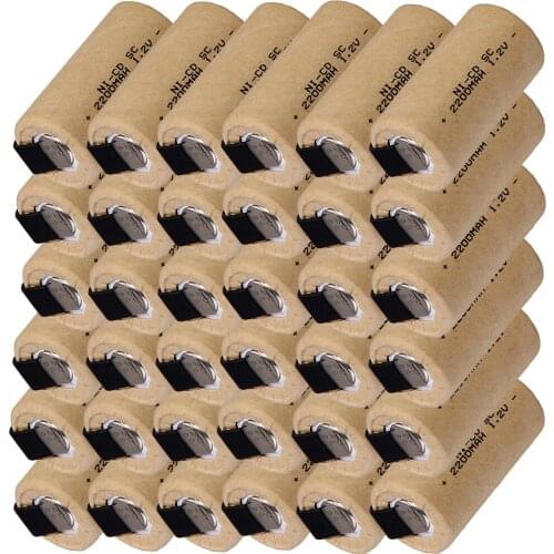 Fast delivery 30 pcs SC battery 1.2v 2200mah SUBC batteries nicd power tools for dewalt for bosch for hitachi for metabo