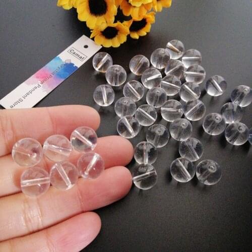 Camal 50pcs 12mm Crystal Glass Smooth Clear Quartz Loose Beads Rondelle Ball For DIY Jewelry Making Bracelet Necklace Curtain