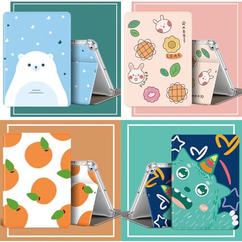 For iPad Air 2 Air 3 Case 9.7 2018/ 10.2 2019/ mini 4 Soft Back Stand Cover for iPad 6th 7th generation Case with Pencil Holder