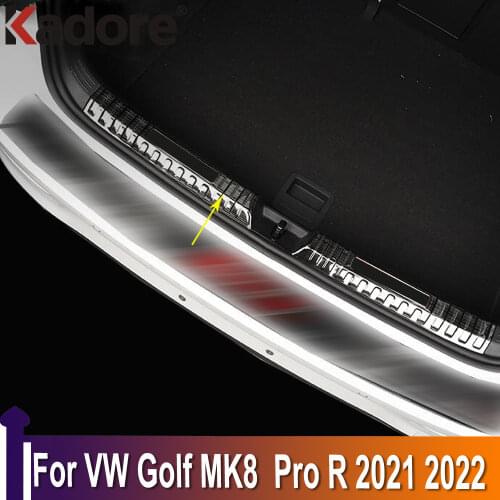For Volkswagen Golf MK8 Pro R 2021 2022 Stainless Steel Inner Rear Bumper Pad Protector Trim Tail Trunk Scuff Plate Cover