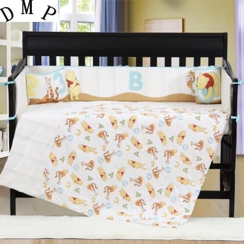 7PCS embroidered baby bedding set ,infant nursery set,cot bedding set bumper cama infantil (4bumper+duvet+sheet+pillow)