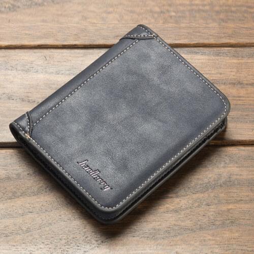 Men Genuine Leather Billfold Wallet Purses Vintage Brand Luxury Short Slim Coin Pocket Vertical Style Money Card Holder Bag