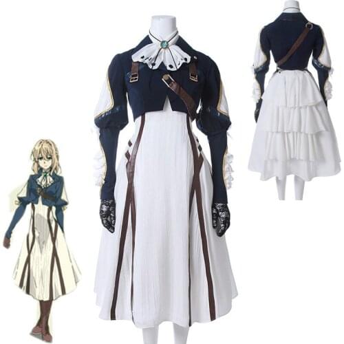 Violet Evergarden Cosplay Costume Anime Cosplay Coat Dress Uniform Outfit Anime Adult Women Halloween Dress Full set