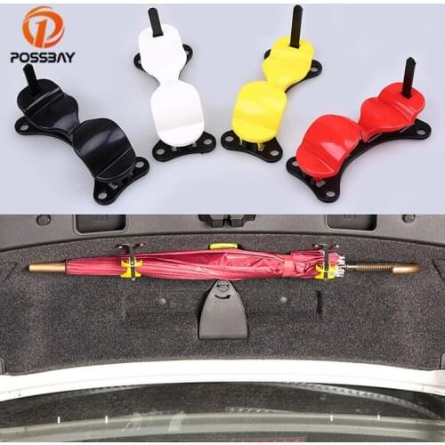 POSSBAY 2pcs Car Interior Trunk Rack Clip Umbrella Holder Hanger Hook Black/Yellow/White/Red Automotive Trunk Mounting Bracket